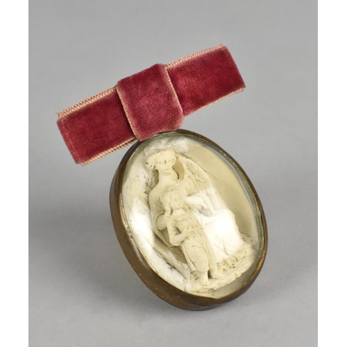 451 - A Late 19th/Early 20th Century Miniature Oval with Relief Carving Depicting Angle and Child, 6cm Tal... 