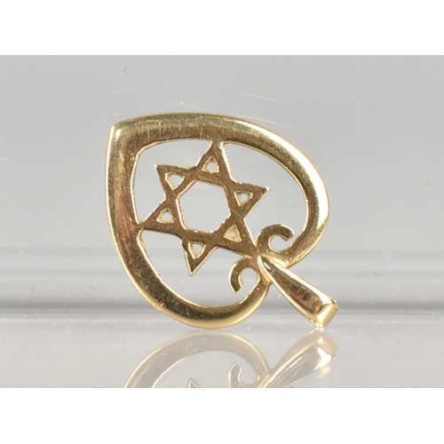 452 - A 9ct Gold Pendant, Heart Star Of David, 1.5g