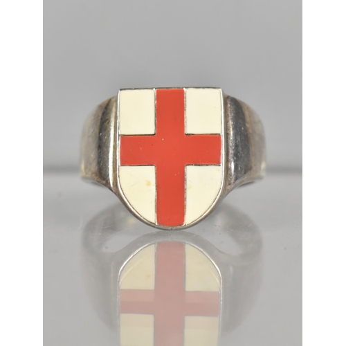 456 - A Silver and Enamel Ring for England, Stamped 925