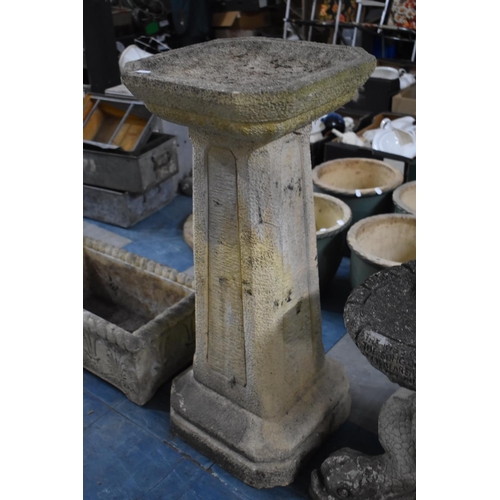 470 - A Reconstituted Stone Garden Birdbath, 34cms Square Top and 80cms High