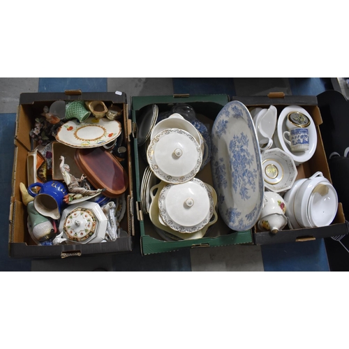 486 - Three Boxes of Various Ceramics to Comprise Blue and White Platter, Dinnerwares etc