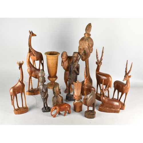 495 - A Collection of Various African Souvenir Items to Include Figures, Antelopes etc