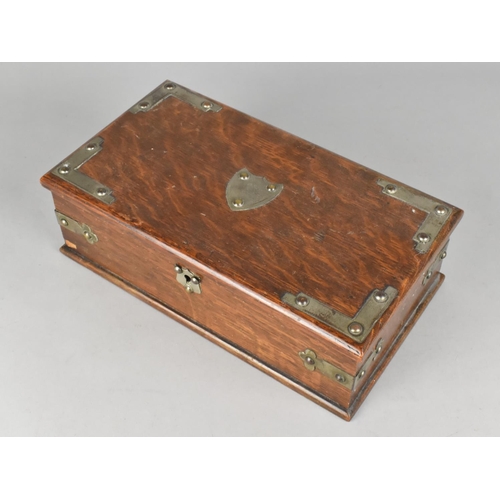 5 - An Edwardian Silver Plate Mounted Oak Rectangular Box with Hinged Lid, 28.5cms Wide