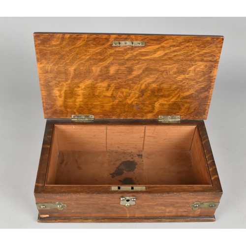 5 - An Edwardian Silver Plate Mounted Oak Rectangular Box with Hinged Lid, 28.5cms Wide