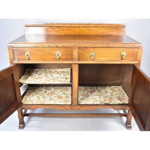 533 - An Edwardian Oak Galleried Sideboard with Two Drawers, 122cms Wide