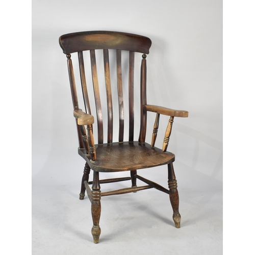 538 - An Elm Seated Kitchen Armchair