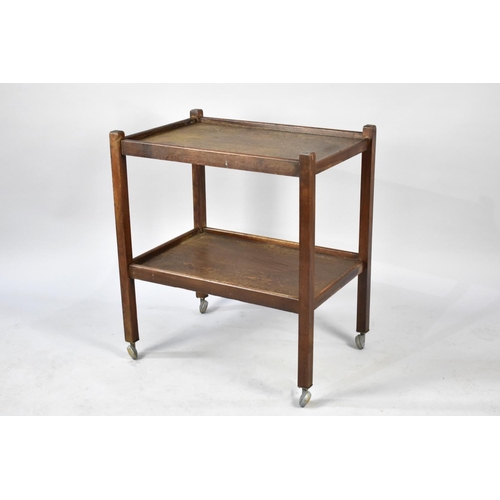 540 - A Vintage Oak Two Tier Trolley, 63cms Wide