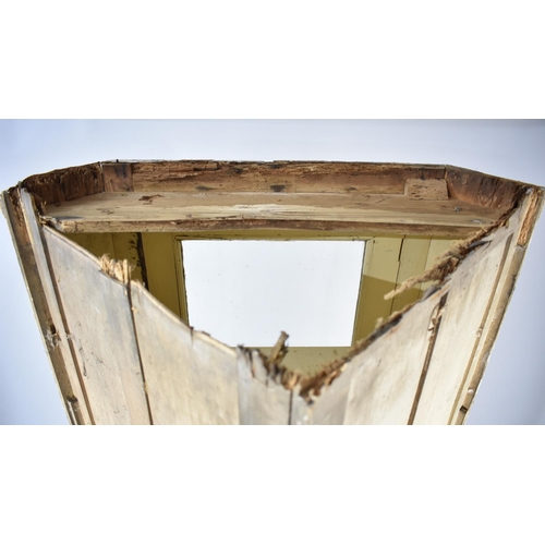 542 - An Edwardian White Painted Glazed Kitchen Double Corner Cabinet, Base Water Damaged and Requiring Re... 