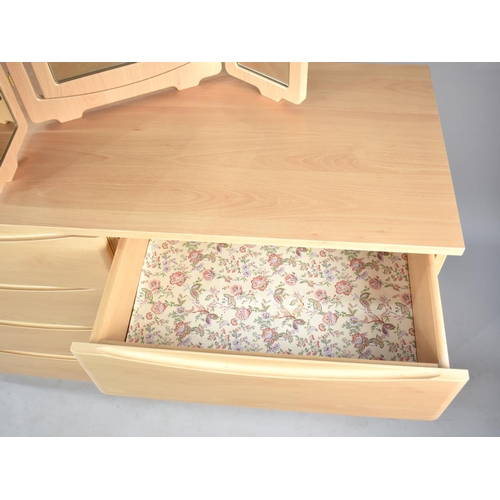 543 - A Modern Eight Drawer Bedroom Chest and Triple Dressing Mirror