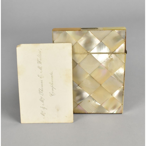 55 - A 19th Century Mother of Pearl Card Case, 10cms High