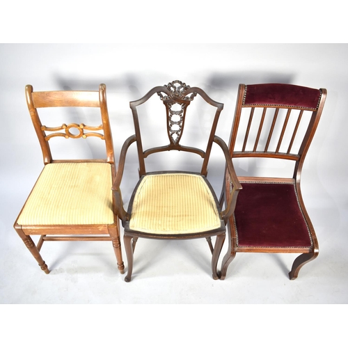 552 - Three Various Late 19th/Early 20th Century Chairs