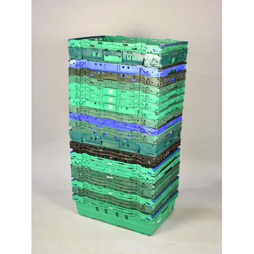 557 - A Collection of Twenty Supermarket Stacking Crates, Each 59x40cms