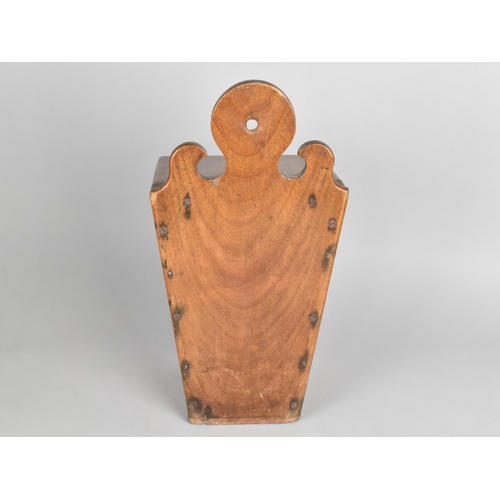 6 - A 19th Century Wall Hanging Candle Box with Sloping Hinged Lid, Fretwork Top, 37cms High