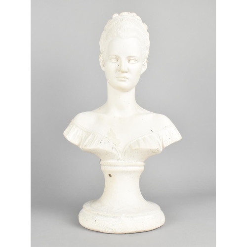 77 - A Cast Plaster Bust in the Parian Style, 37cms High