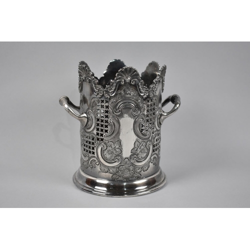 88 - A Single Two Handled Silver Plated Pierced Bottle Coaster together with a Pair of Pierced Sheffield ... 