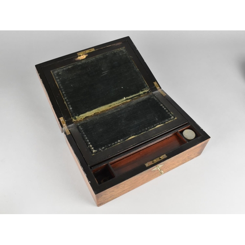 9 - A Late Victorian/Edwardian Writing Slope with Fitted Interior to include One Glass Inkwell, 28cms Wi... 