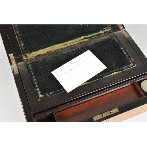 9 - A Late Victorian/Edwardian Writing Slope with Fitted Interior to include One Glass Inkwell, 28cms Wi... 