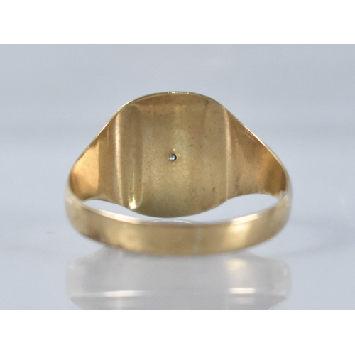 65 - A 9ct Gold Signet Ring, Square Shaped Diamond Mounted Head Measuring 14.5mm by 12.7mm, Tapered Shoul... 