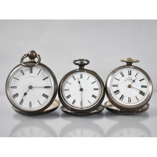 20 - A Collection of Three Swiss Silver Pocket Watches, Varying Grades to include 0.800, 0.935, Larger by... 