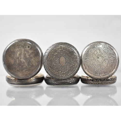 20 - A Collection of Three Swiss Silver Pocket Watches, Varying Grades to include 0.800, 0.935, Larger by... 