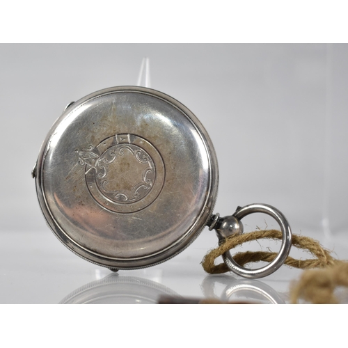 21 - A Victorian Silver Cased Open Face Pocket Watch, White Enamel Dial with Black Roman Numerals Hour In... 