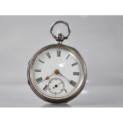 22 - A Victorian Silver Open Face Pocket Watch, White Enamel Dial with Black Roman Numerals, Chapter Ring... 