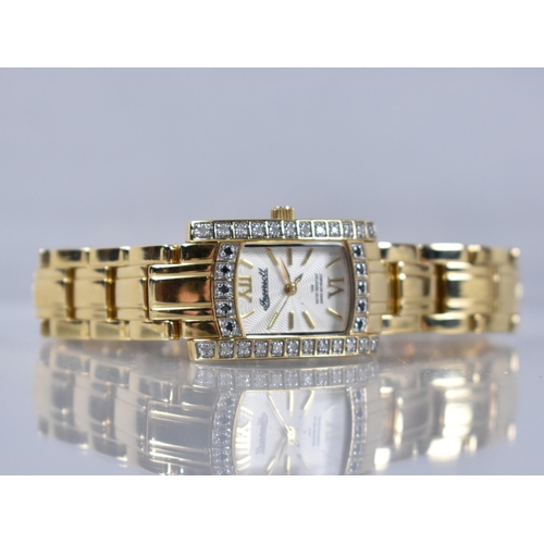 12 - A Limited Edition Gold Plated Stainless Steel Ingersoll 'Diamond' Ladies Wristwatch, Textured Silver... 