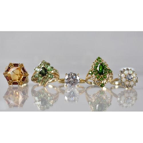 34 - A Collection of Five Jewelled 9ct Gold Rings to include Opal, Citrine, Peridot Examples, all Retaile... 