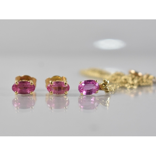 75 - A Suite of Pink Topaz and 9ct Gold Jewellery to include Pendant and Earrings, Oval Cut Stones Measur... 