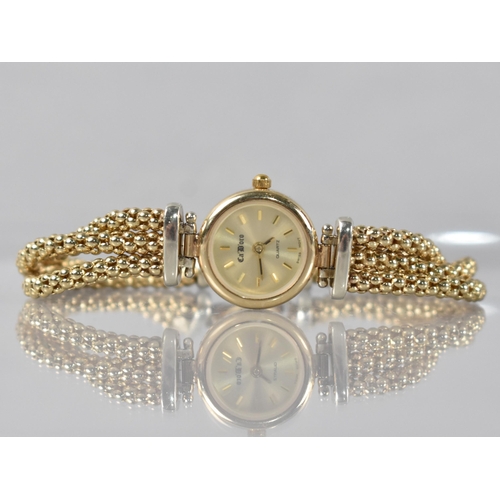 13 - An Italian 9ct Gold Wristwatch by Ca'Doro, Gold Coloured Dial with Baton Hour Indicators and Inscrib... 