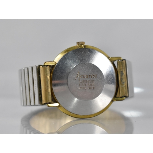 15 - A Vintage Accurist Automatic Wristwatch, Gold Coloured Lance Shaped Hands, Arrow Hour Indicators and... 