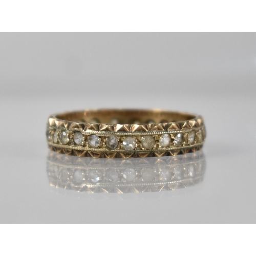 45 - An Edwardian 9ct Gold Mounted White Stone Eternity Ring, Inner White Metal Band with Milgrain Mounte... 