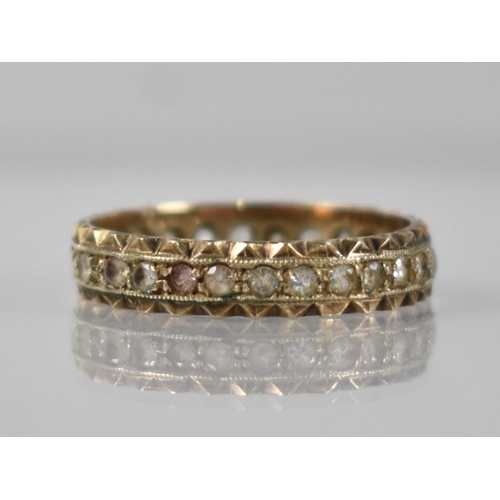 45 - An Edwardian 9ct Gold Mounted White Stone Eternity Ring, Inner White Metal Band with Milgrain Mounte... 