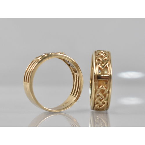 48 - Two 9ct Gold Rings in the Clogau Style, Diamond Mounted Example with White Metal Heart Shaped Decora... 