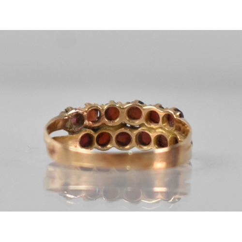 50 - An 18ct Gold and Garnet Ring comprising Two Rows of Rose Cut Type Garnets in Mixed Milgrain, Claw an... 