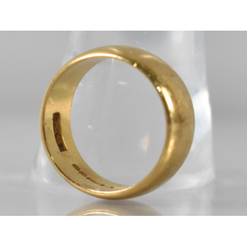 51 - A 22ct Gold Wedding Ring, D Shaped Band 7.8mm Wide, 9.2gms, Stamped to the Interior 916 and Hallmark... 