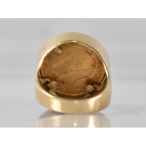 126 - A George V Half Sovereign, 1914, Mounted in a 9ct Gold Ring, 12.2gms Total, Size S.5