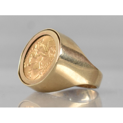 126 - A George V Half Sovereign, 1914, Mounted in a 9ct Gold Ring, 12.2gms Total, Size S.5