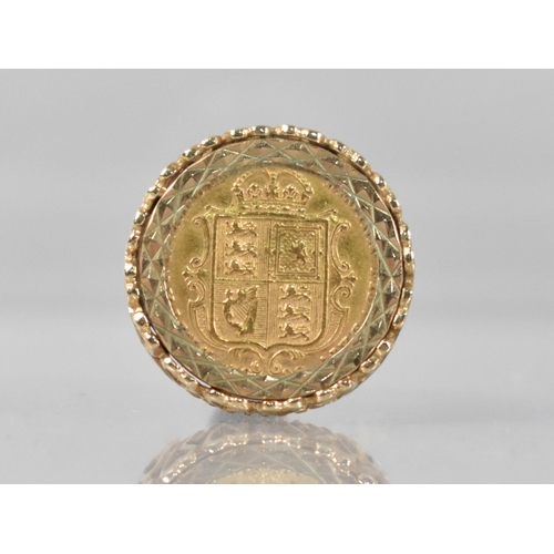 127 - A Victorian Half Sovereign with Shield Back, 1893, in a Textured Ring Mount, 8.6gms, Size N