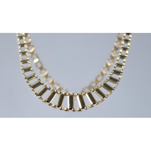 131 - A 9ct Gold Fringe Style Necklace Comprising Graduated Compressed Oval Baton Drops and Figure of Eigh... 