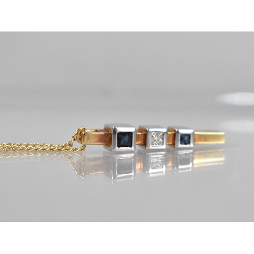 57 - A Clogau 18ct Gold, Diamond and Sapphire Pendant and Chain, White Metal Mounted Stones of Graduated ... 