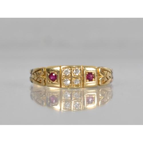 59 - A Victorian Two Colour 18ct Gold, Diamond and Ruby Ring, Four Round Cut Diamonds, Each Approx 1.5mm ... 