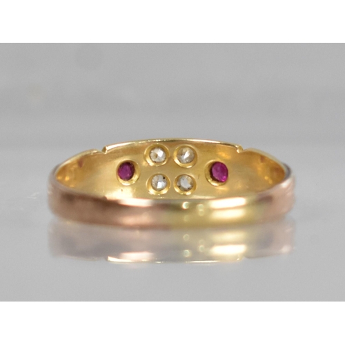 59 - A Victorian Two Colour 18ct Gold, Diamond and Ruby Ring, Four Round Cut Diamonds, Each Approx 1.5mm ... 