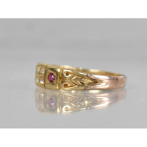 59 - A Victorian Two Colour 18ct Gold, Diamond and Ruby Ring, Four Round Cut Diamonds, Each Approx 1.5mm ... 