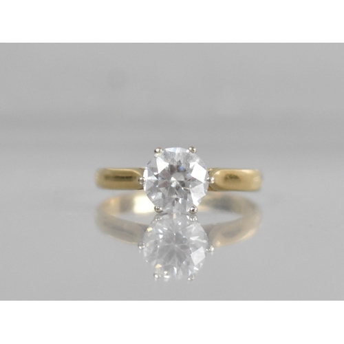 60 - A 14ct Gold and White Stone Solitaire, Round Brilliant Stone Measuring 7.55mm, Raised in Six White M... 