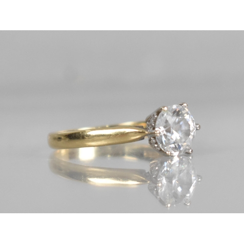 60 - A 14ct Gold and White Stone Solitaire, Round Brilliant Stone Measuring 7.55mm, Raised in Six White M... 