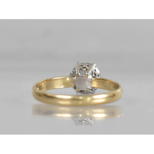 60 - A 14ct Gold and White Stone Solitaire, Round Brilliant Stone Measuring 7.55mm, Raised in Six White M... 