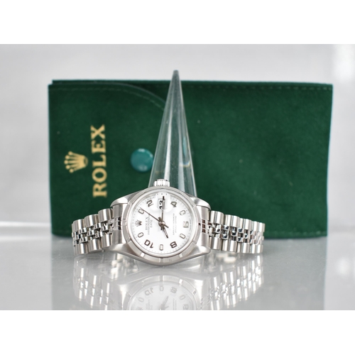 5 - A Ladies Rolex Oyster Perpetual Date Superlative Chronometer Wristwatch, White Enamel Face with Arab... 