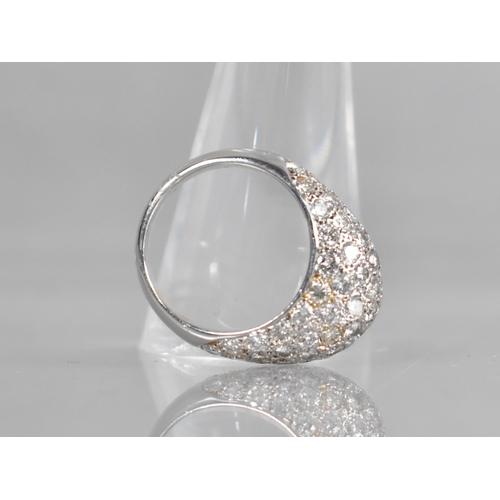 31 - A Diamond and 18ct White Gold Bombe Ring, Matched Round Brilliant Cut Diamonds, Pave Set in a Textur... 