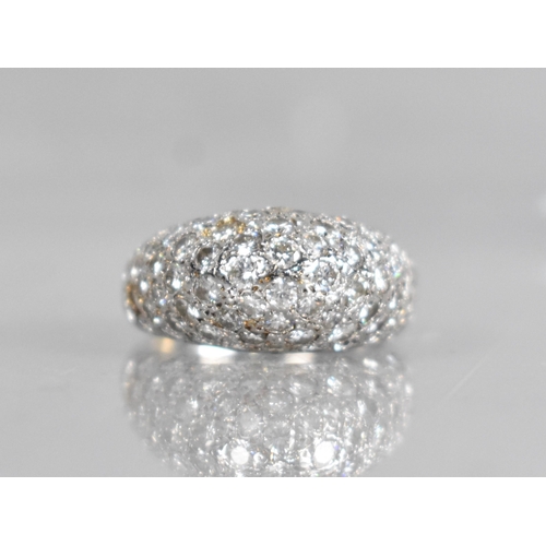 31 - A Diamond and 18ct White Gold Bombe Ring, Matched Round Brilliant Cut Diamonds, Pave Set in a Textur... 